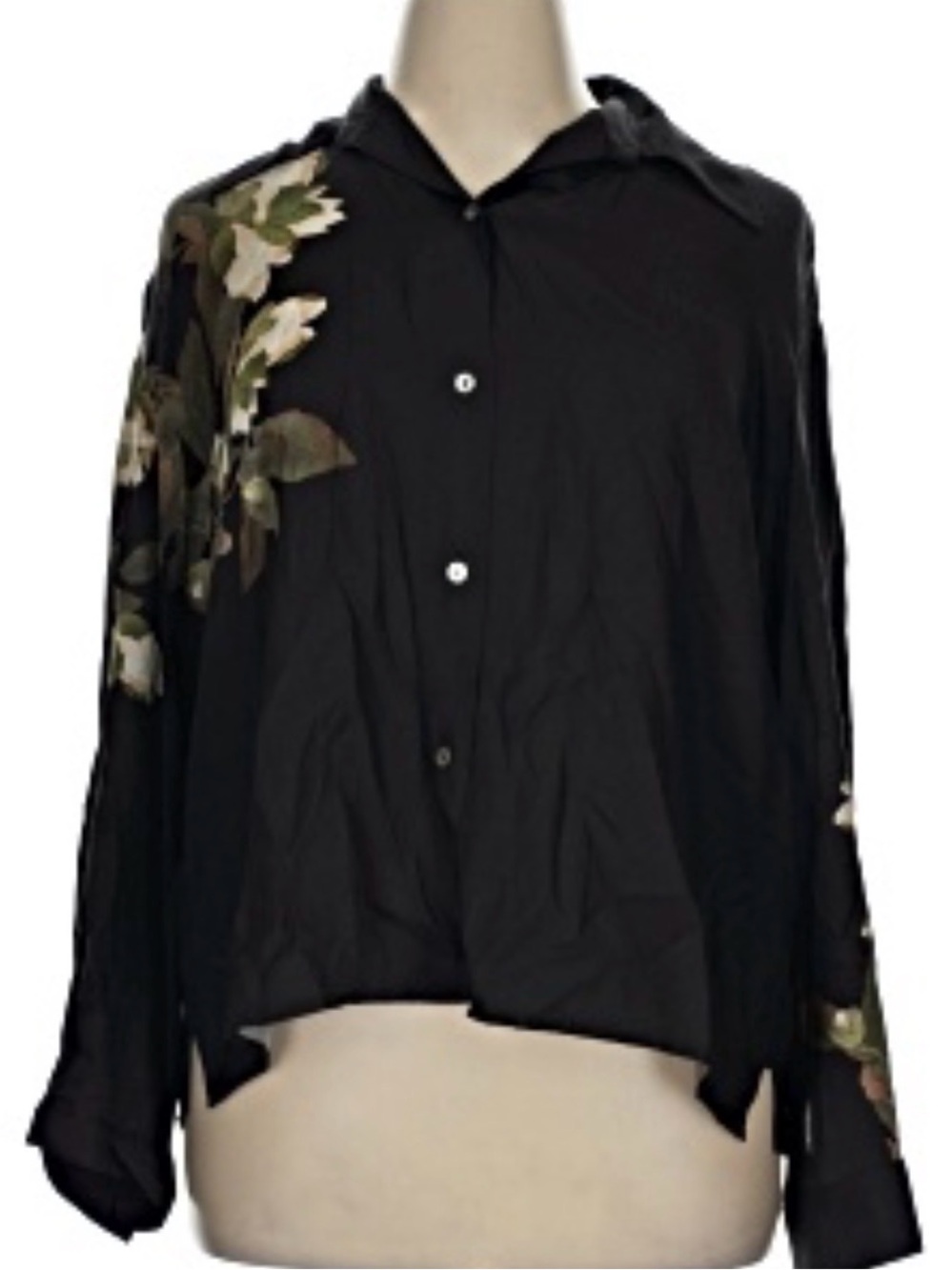 Vince Black Button-Up Blouse with Floral Print - Picture 5 of 5